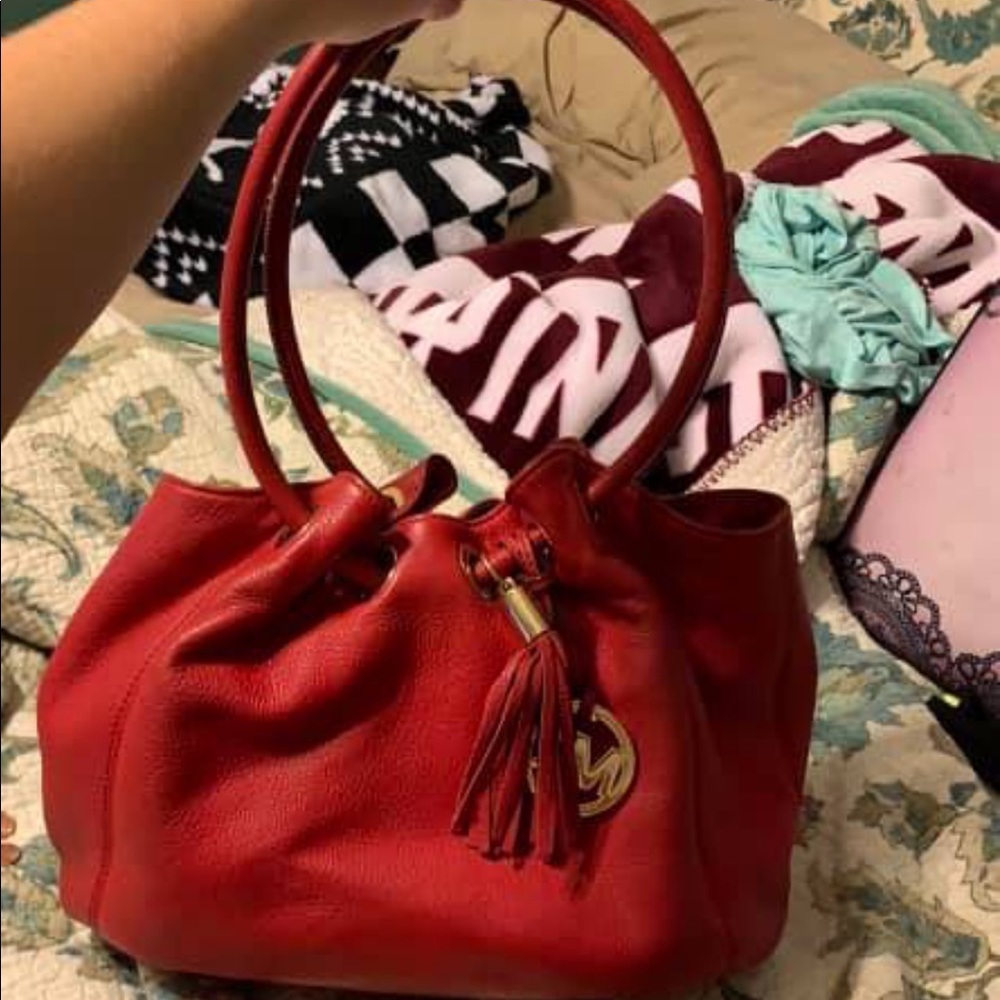 Michael Kors red leather purse